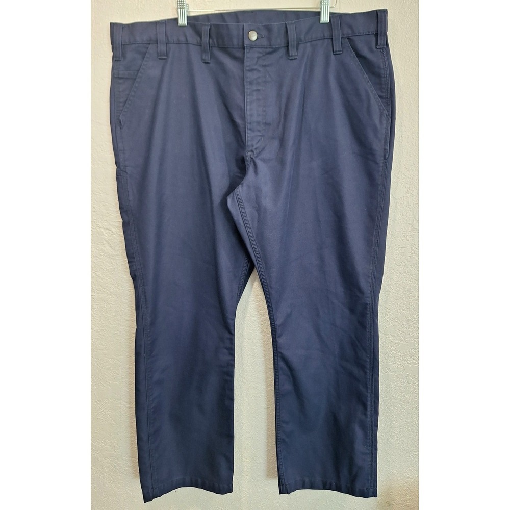 Carhartt Mens 44x30 Relaxed Fit Canvas Work Pants Navy Blue Stretch 103109-412